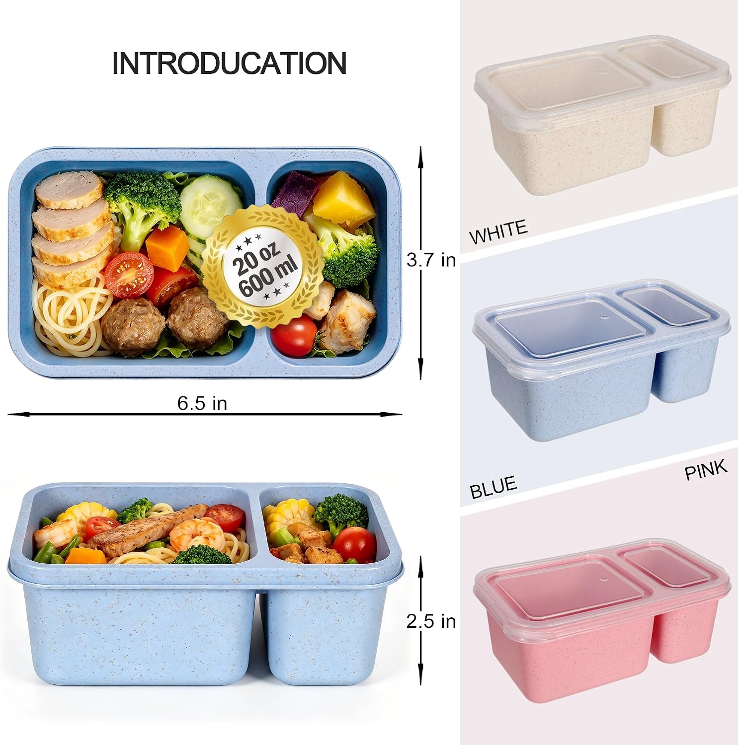 TOUWMX 3 Pack Wheat Straw Snackle Box, Reusable Snack Containers with Lids