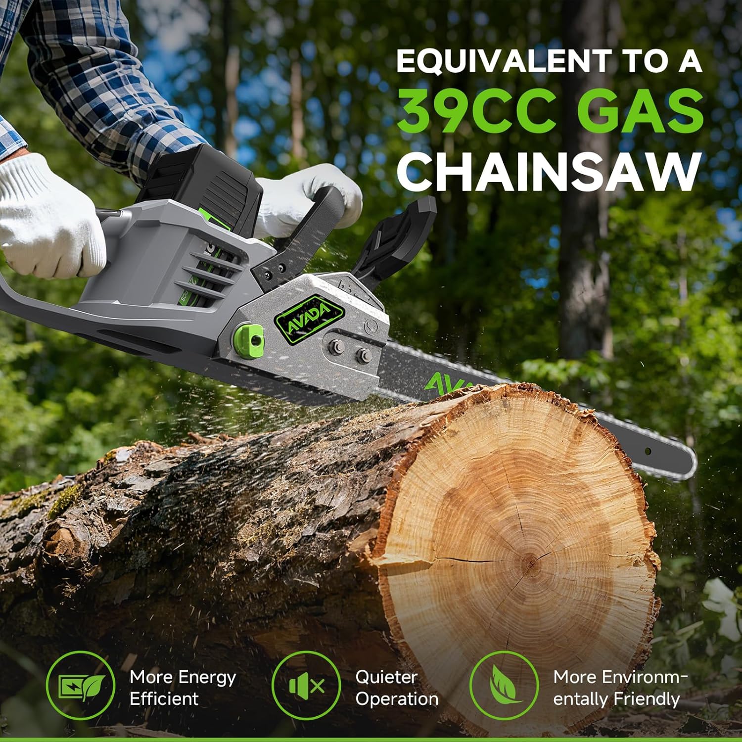 Electric Chainsaw Cordless, 42V 16 Inch Battery Chainsaw with Brushless Motor and Quiet Superior Cutting Power, Hand Battery Powered chainsaw for Tree Trimming Wood Cutting, 2 Battery and Charger - Image 3