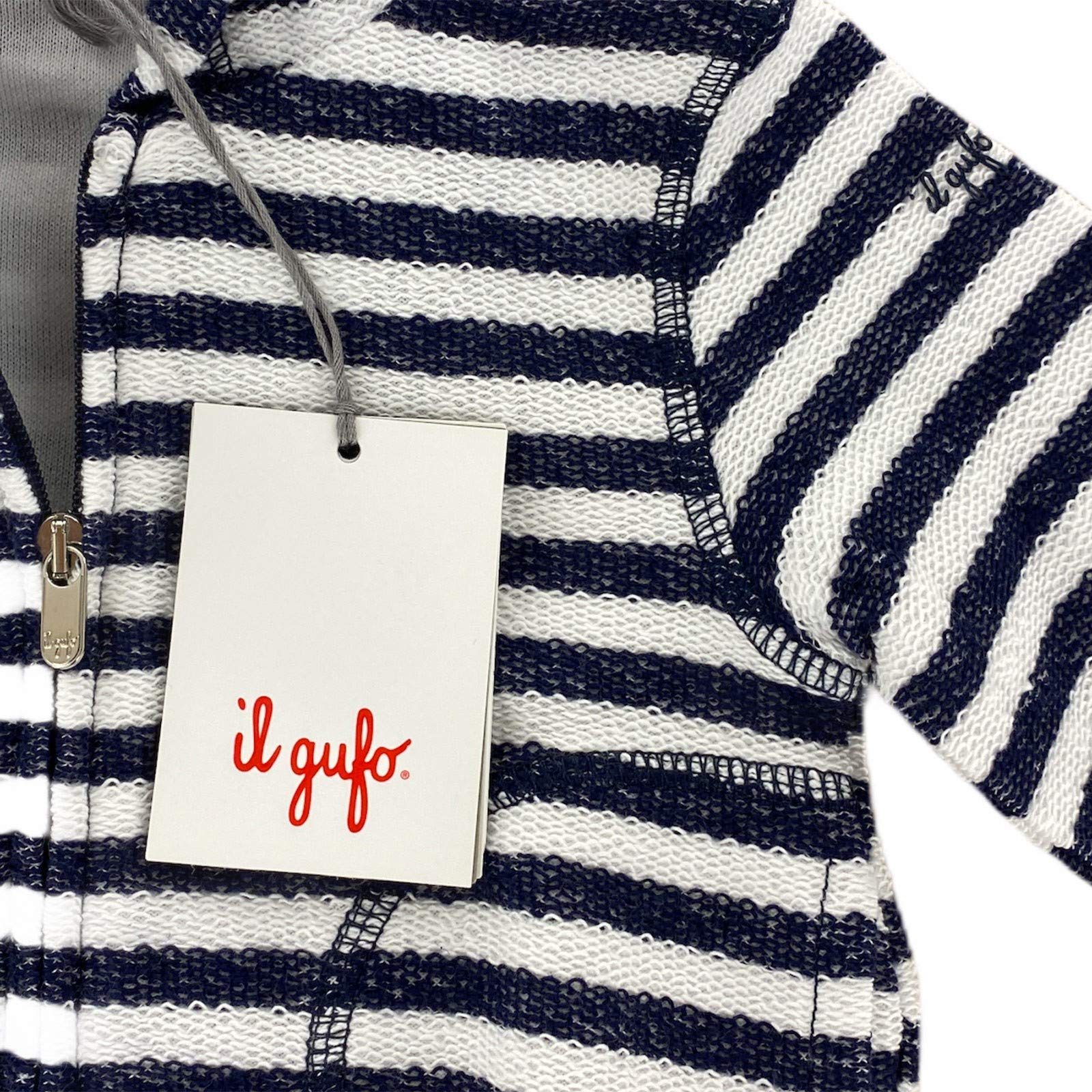 IL GUFO B04 Felpa Bimbo Boy Cotton Blue/White Stripes Hoodie Sweatshirt Kids