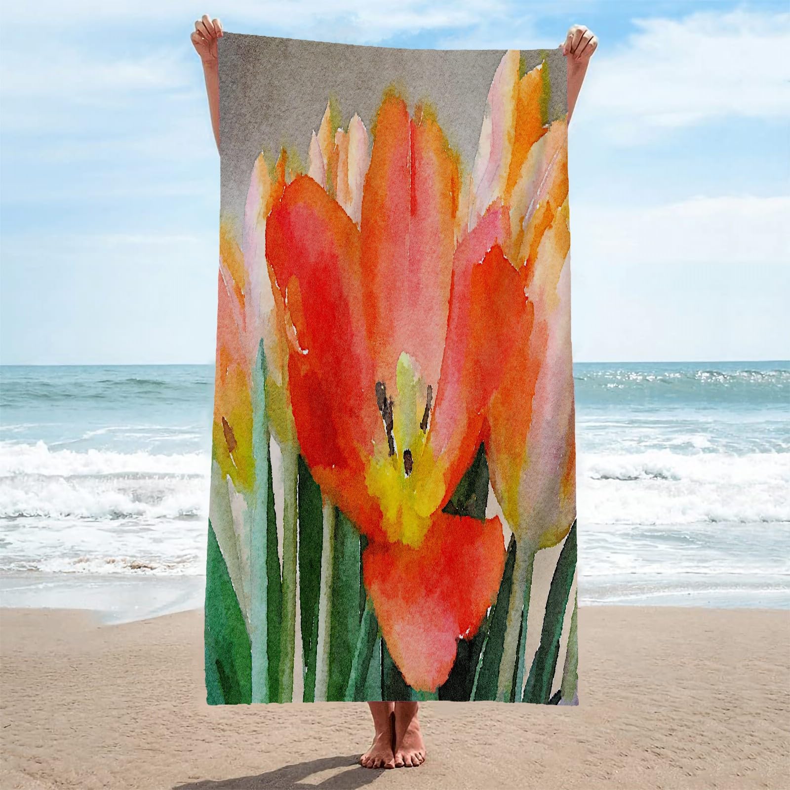 Toalla Playa Amarillo Toallas Playa Grande Microfibra Anti Arena TulipáN Playa Toallas para NiñA NiñO Adulto Piscina Toalha de Praia Mujer Hombre 200x200cm