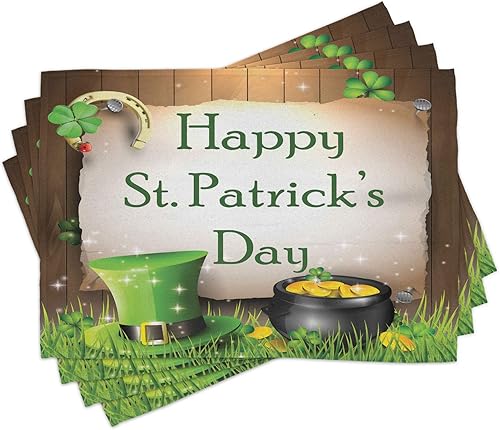 Ambesonne Juego de 4 manteles individuales de tela lavable para mesa de comedor, tamaño estándar, color marrón crema