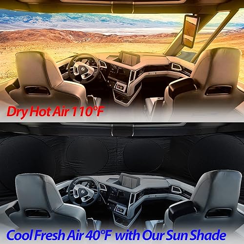 Miniatura 4 de ZONETECH Parasol para Semi-Camión para Parabrisas y Ventana Lateral - Calidad Premium Protección Reflectante Cobertura Máxima para Bloquear Rayos UV