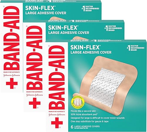 Band-Aid Vendajes adhesivos Skin-Flex para primeros auxilios y cuidado de heridas de cortes, rasguños y quemaduras, vendas estériles flexibles