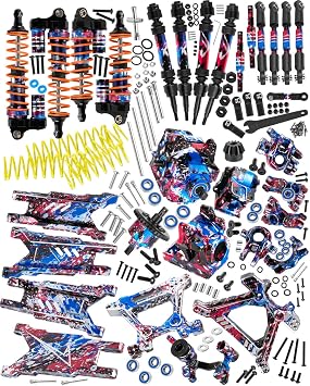 RC Upgrades Part for 1/10 Rustler/Slash/Stampede 4x4 4WD VXL,Arm/Shocks/gearbox/37T Diff Gear/Caster Block,Steering Blocks/Stub Axle Carriers/Drive Shaft/Shock Tower/Links,Colorful