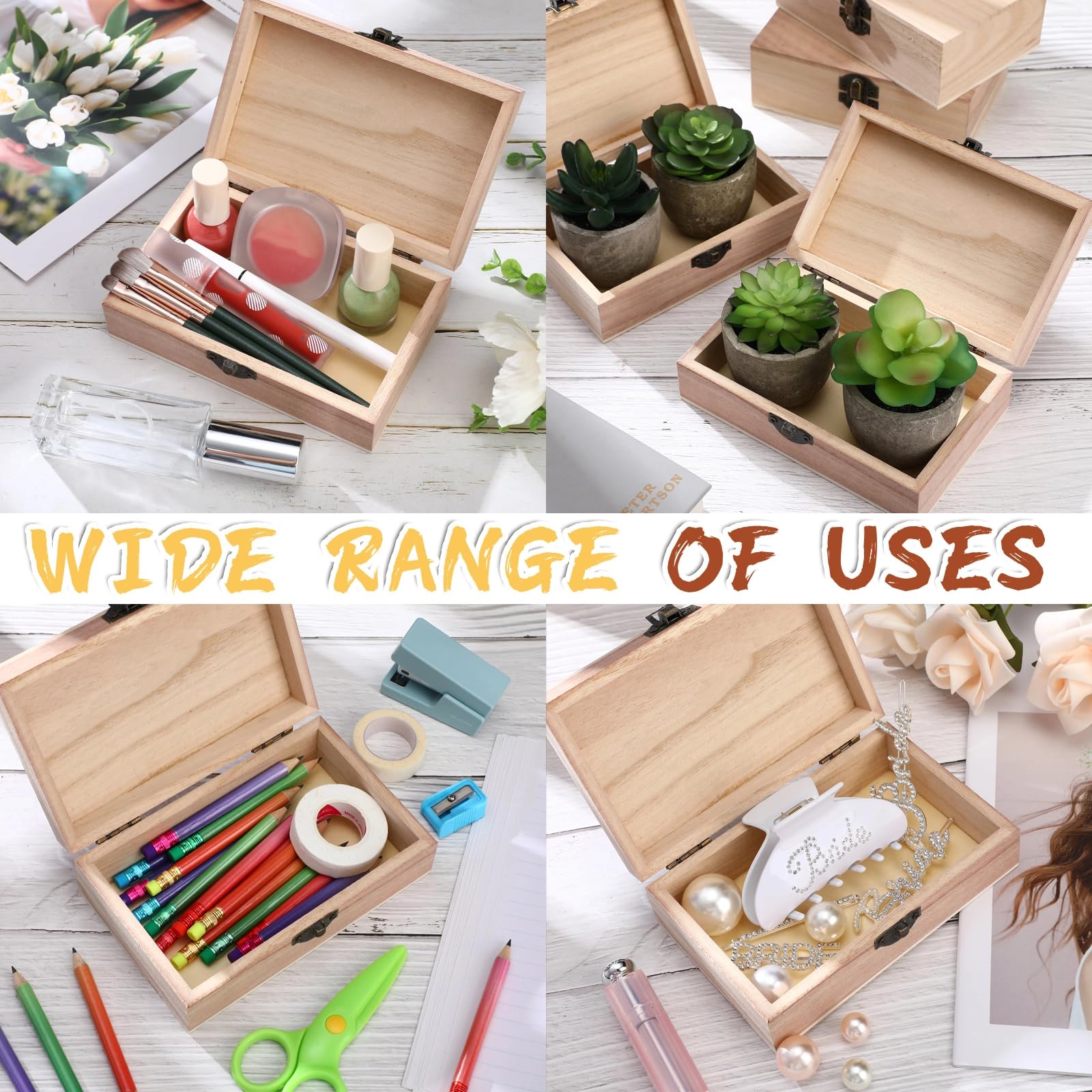 Amazon.com: Yookeer 16 Pieces Unfinished Wooden Boxes with Hinged