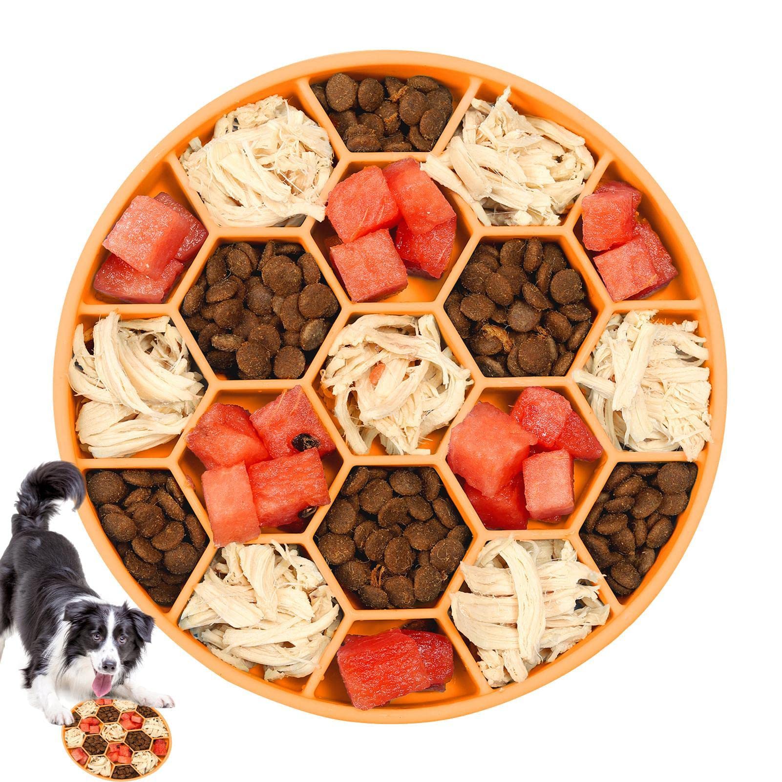 Shareed Slow Feeding Dog Bowl,Hexagonal Honeycomb Slow Food Bowl | Anti-Hexagonal Honeycomb Gulping Non-Slip Pet Slower Food Feeding Bowls For Medium Large Dogs Cats And Pets