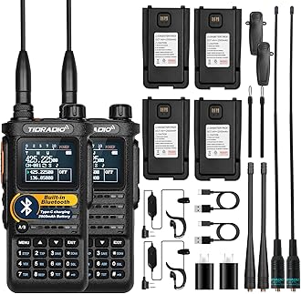 8 Watt TD-H8 GMRS Handheld Radio(2nd Gen) with 4PCS Batteries, 771 Long Antenna & Earpiece - Bluetooth Programming, Repeater Capable, Dual Band Long Range Two Way Radios - 2Pack Full Kit