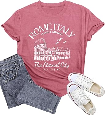 Travel Shirts for Women Rome Italy Travel T-Shirt The Eternal City Print Tee Tops