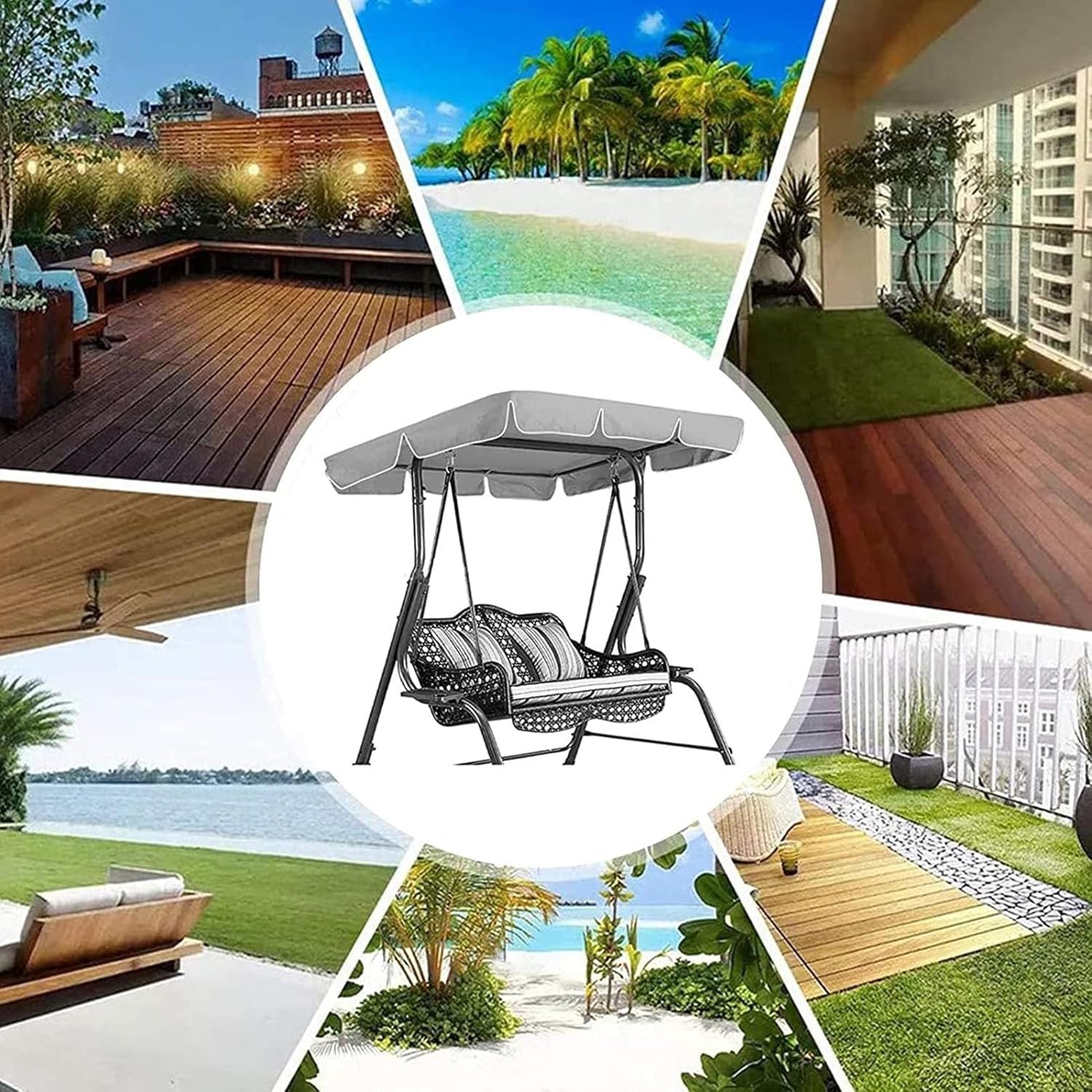 Patio Swing Canopy Replacement Cover for Swing Garden Swing Outdoor,Swing Canopy Waterproof Anti-UV Top Cover,All Weather Protection Porch Swings