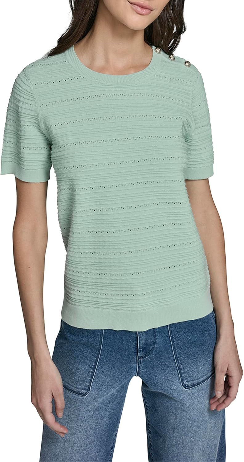 Karl Lagerfeld Women's Short Sleeve Classic Knit Sweater