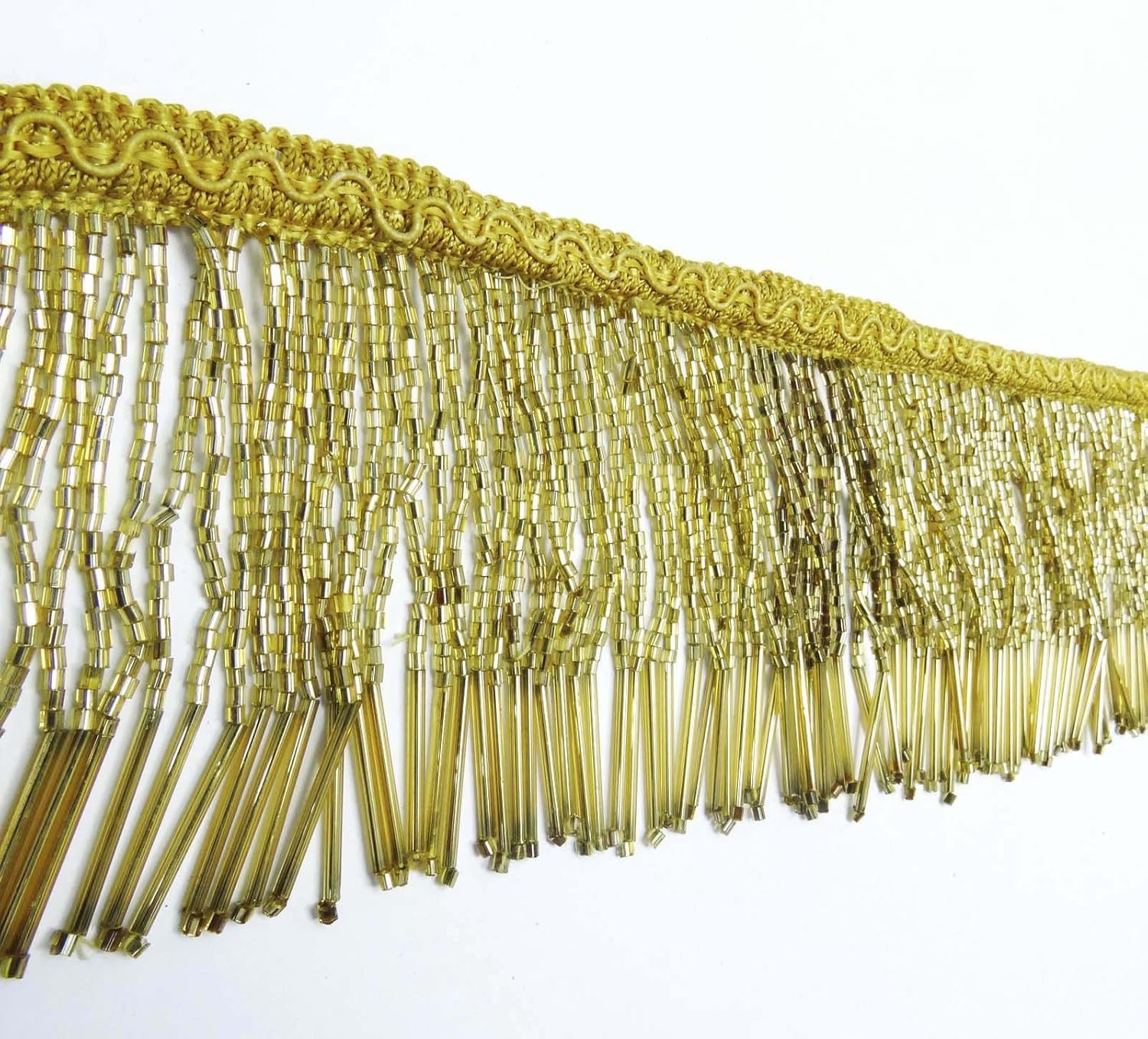 Knitwit Gold Beaded Fringe Decorative Upholstery Ribbon Curtain Craft Supplies 3 Yards