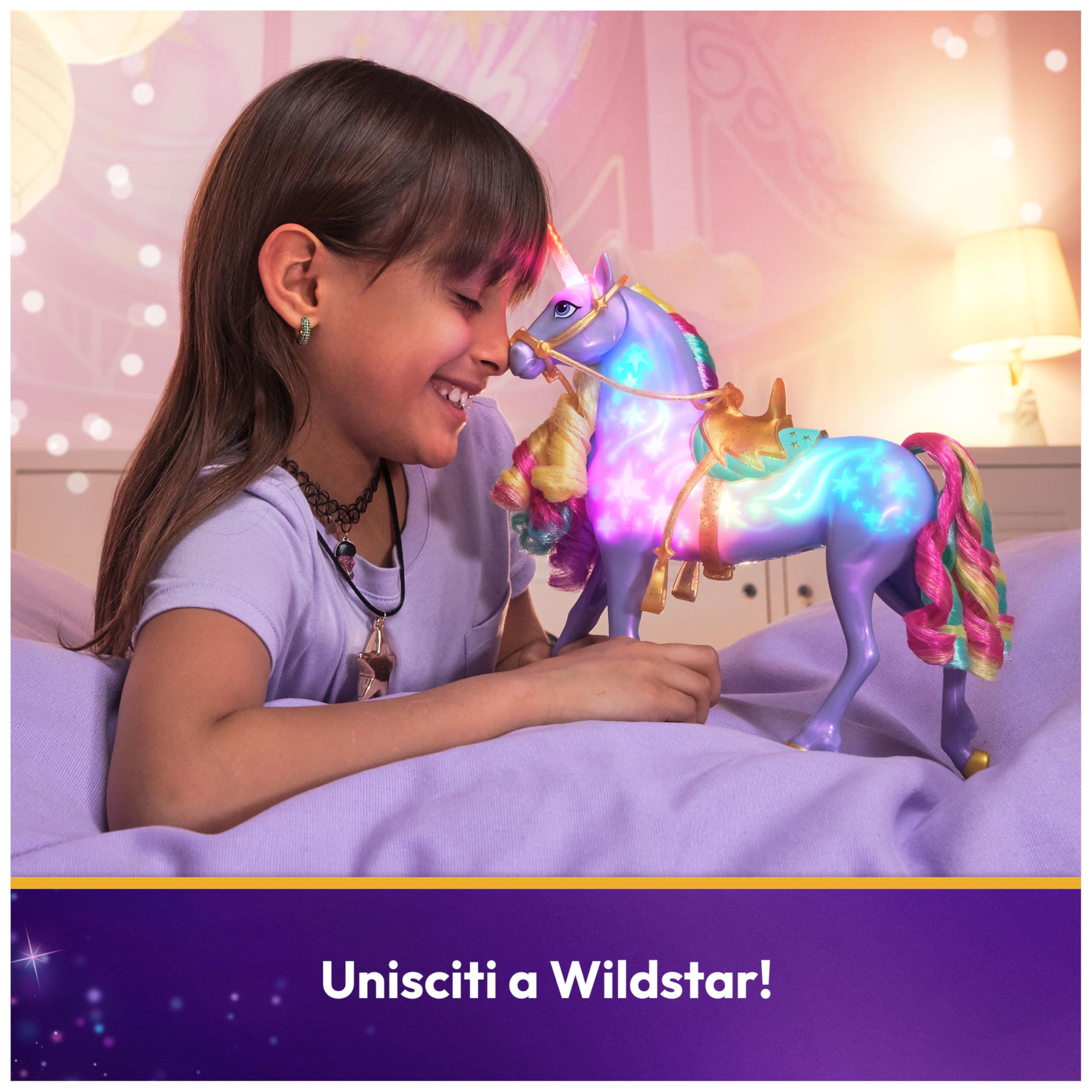 Unicorn Academy, Unicorno Wildstar Interattivo, Magica Luce dell’Arcobaleno, con Luci, Suoni e Musica, per Bambine, 4+ Anni
