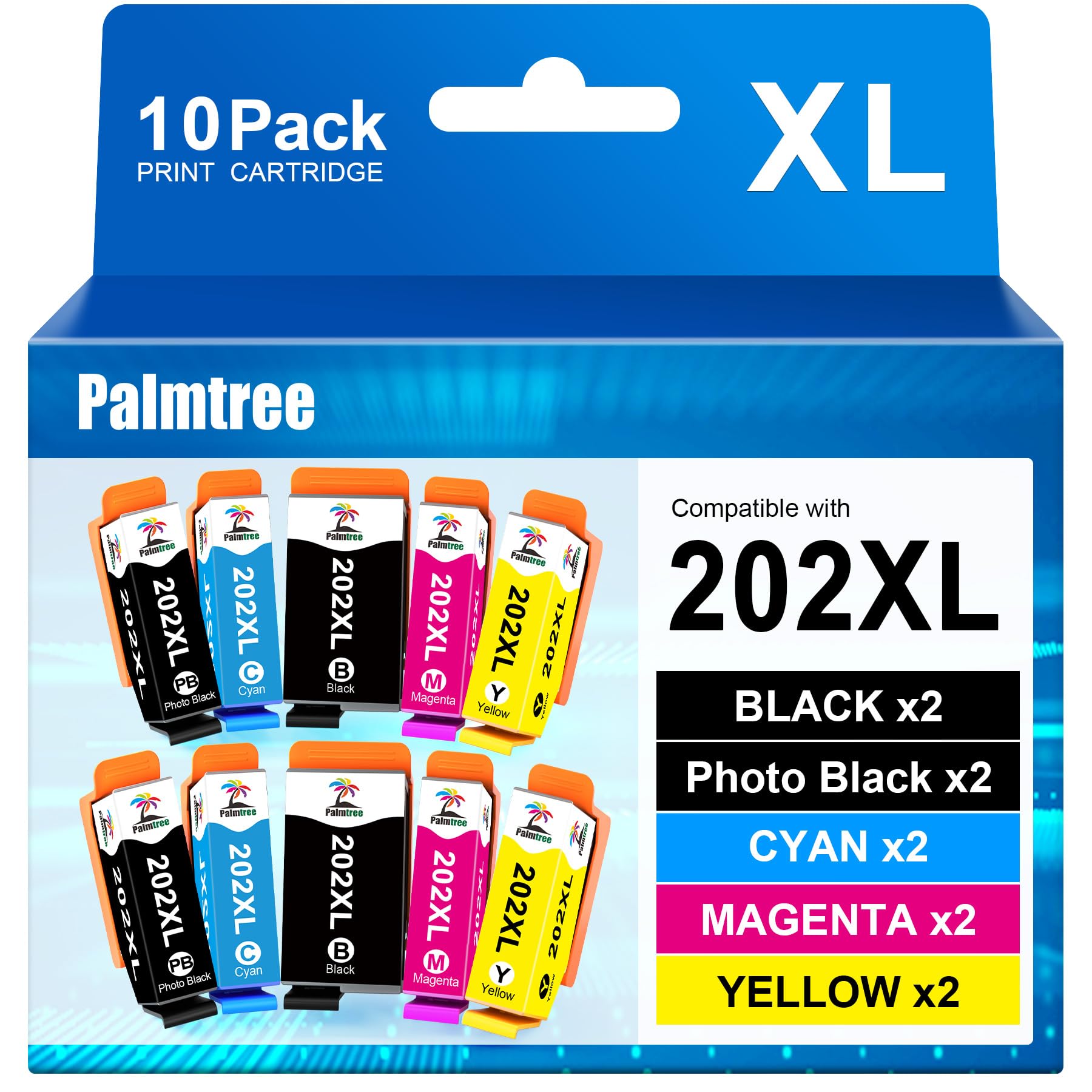 Palmtree Kompatible für 202XL 202 XL Druckerpatronen Multipack für XP 6100 Druckerpatronen für Expression Premium XP-6000 XP-6100 XP-6105 XP-6005 XP-6001 (10er-Pack)
