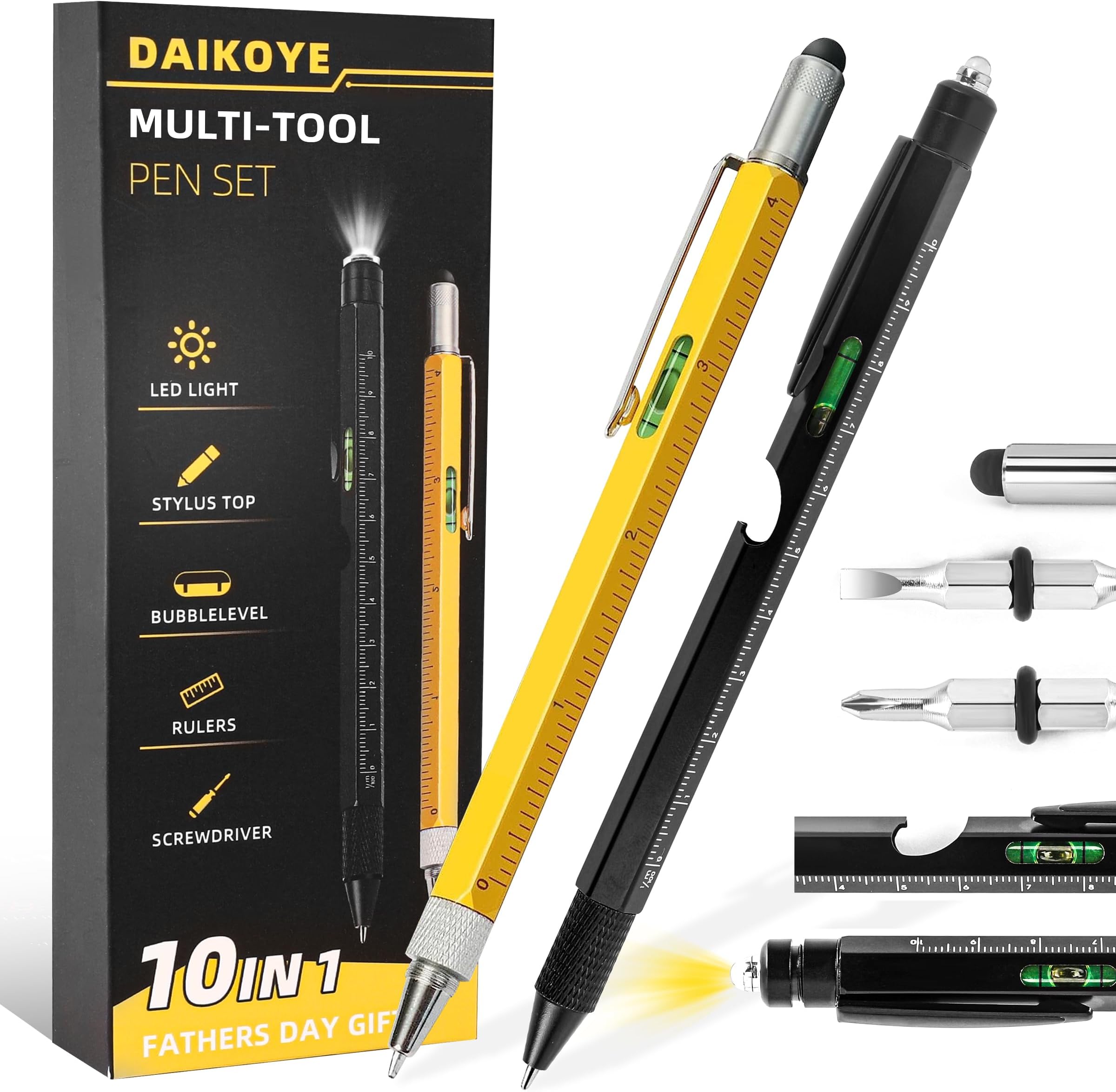 DAIKOYE Fathers Day Dad Gifts,Gifts for Men from Daughter Son Wife, Multitool Pen 10 in 1 Multi Tool Gifts for Dad Men Grandpa Christmas Day Gifts from Son Husband's Gift Fathers Gift
