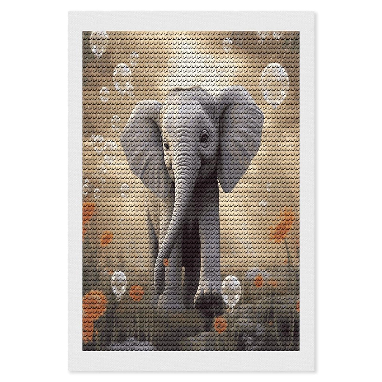 FekiLoot Diamond Art Kits for Adults, DIY 5D Cute Elephant Play Diamond Painting Kits for Beginners, Full Round Drill Diamond Dots Painting Gem Art Crafts for Home Wall Decor & Gift 8"x12"