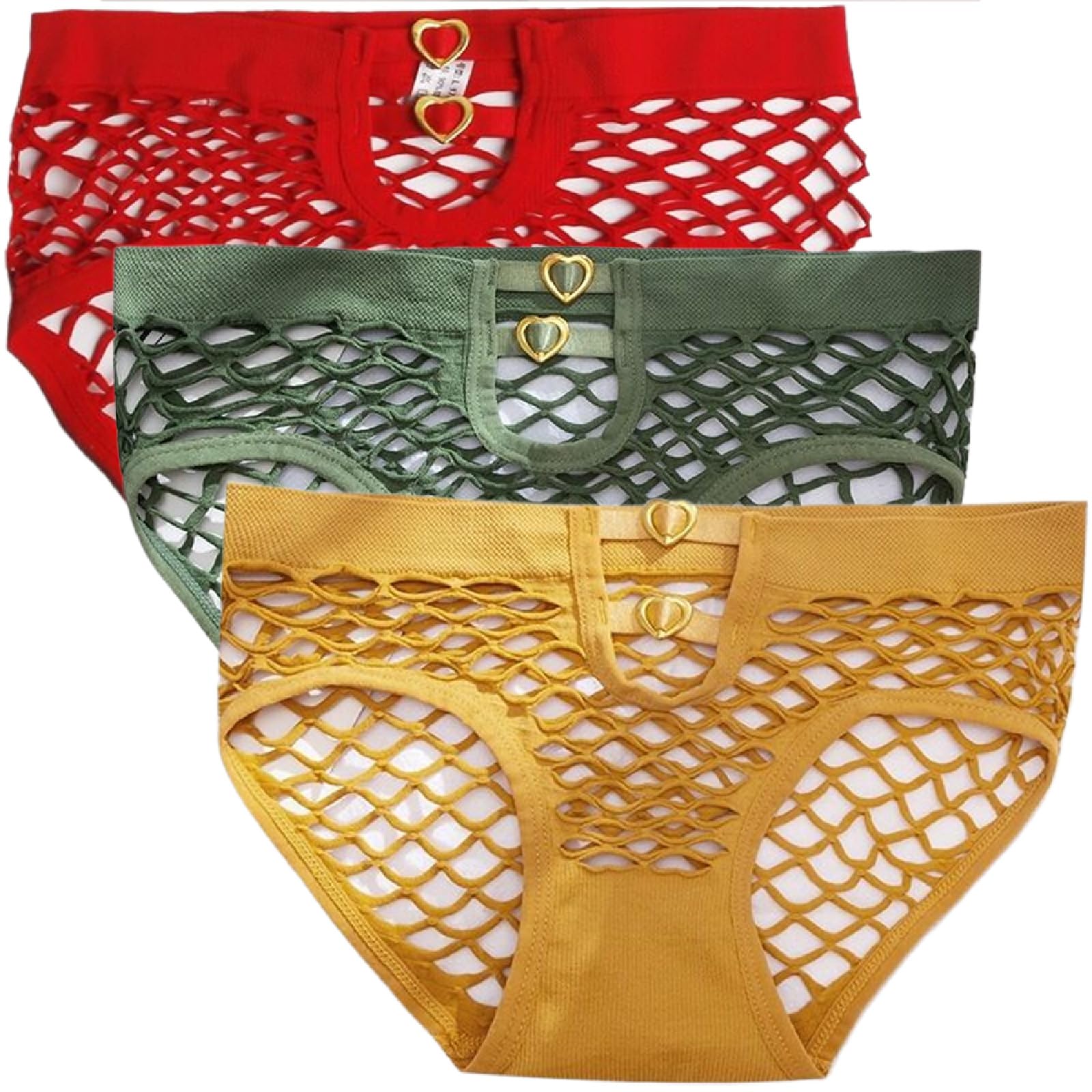 Dress CiciFishnet Briefs for Women, See Through Hollow Out Underwear for Women (3 Set)