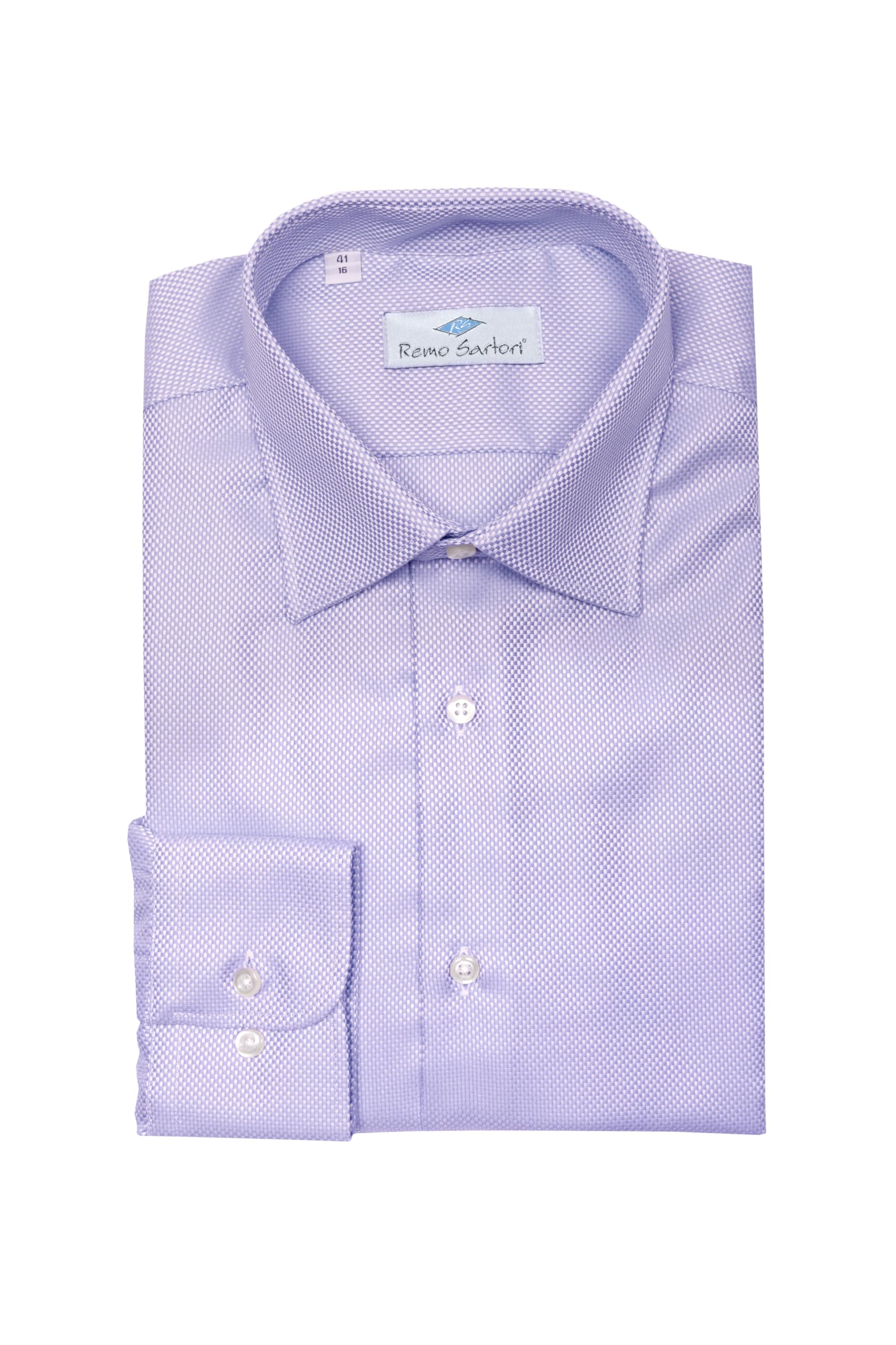Chemise pour homme en coton Oxford uni, coupe régulière, manches longues, fabriquée en Italie. - Violet - 41