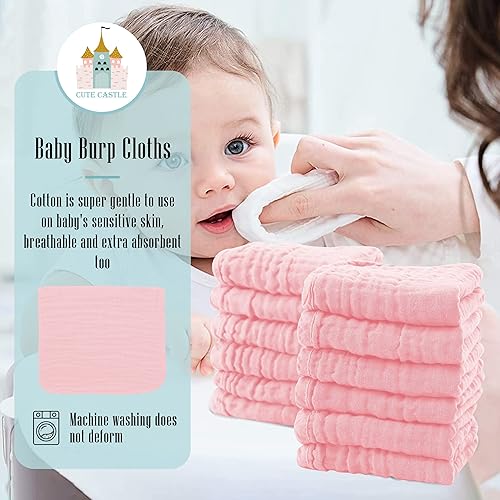 Vista 116 de Cute Castle Paquete de 12 paños de muselina para bebé, 100% algodón, ultra absorbentes, grandes, 20 x 10 pulgadas, trapos súper absorbentes