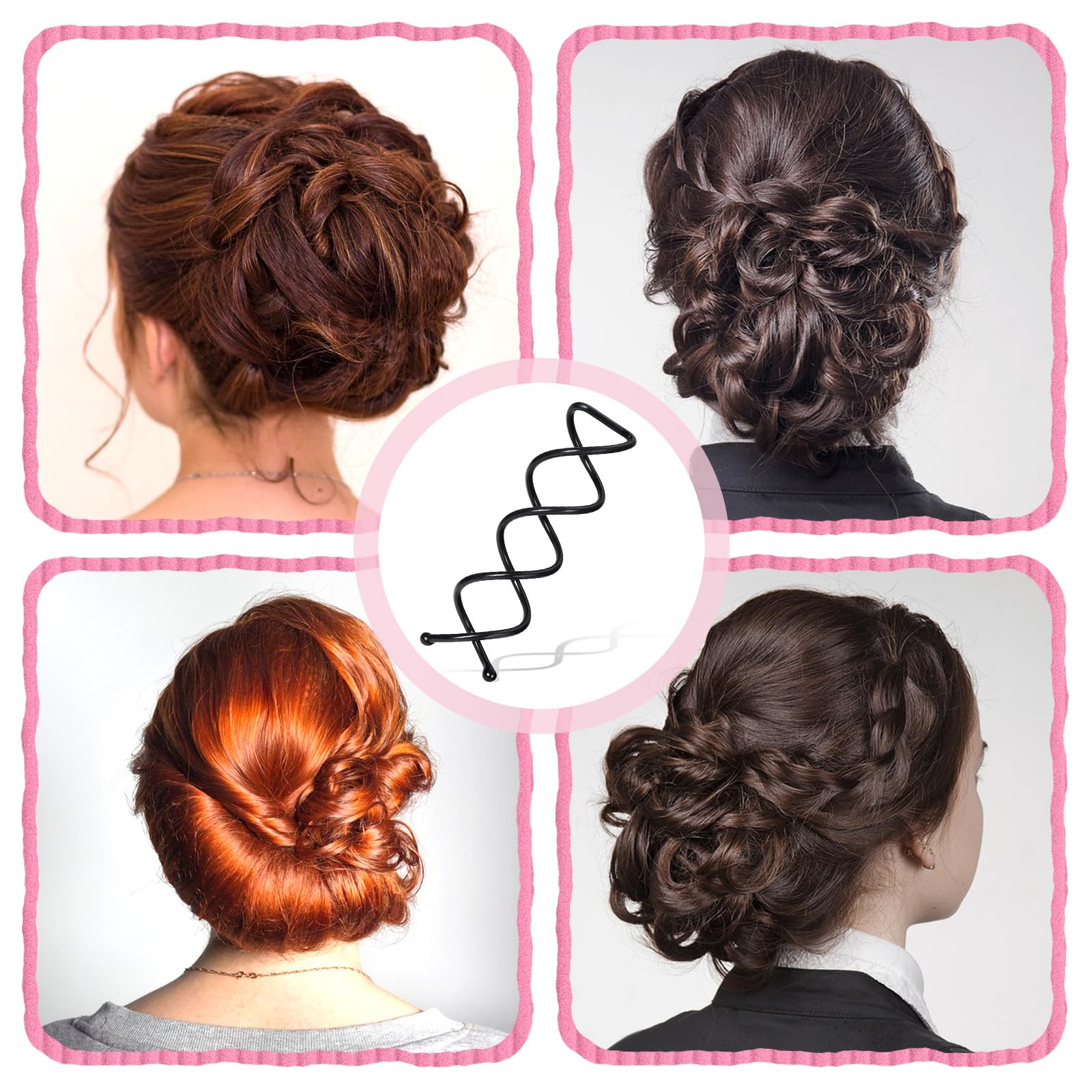 25PCS Spiral Twist Hair Pins Non-Scratch Durable Round Tips Black Spin Pin  Flat Tips Bobby Pins Hair Accessories Bun Stick Pick for Girls Child Women