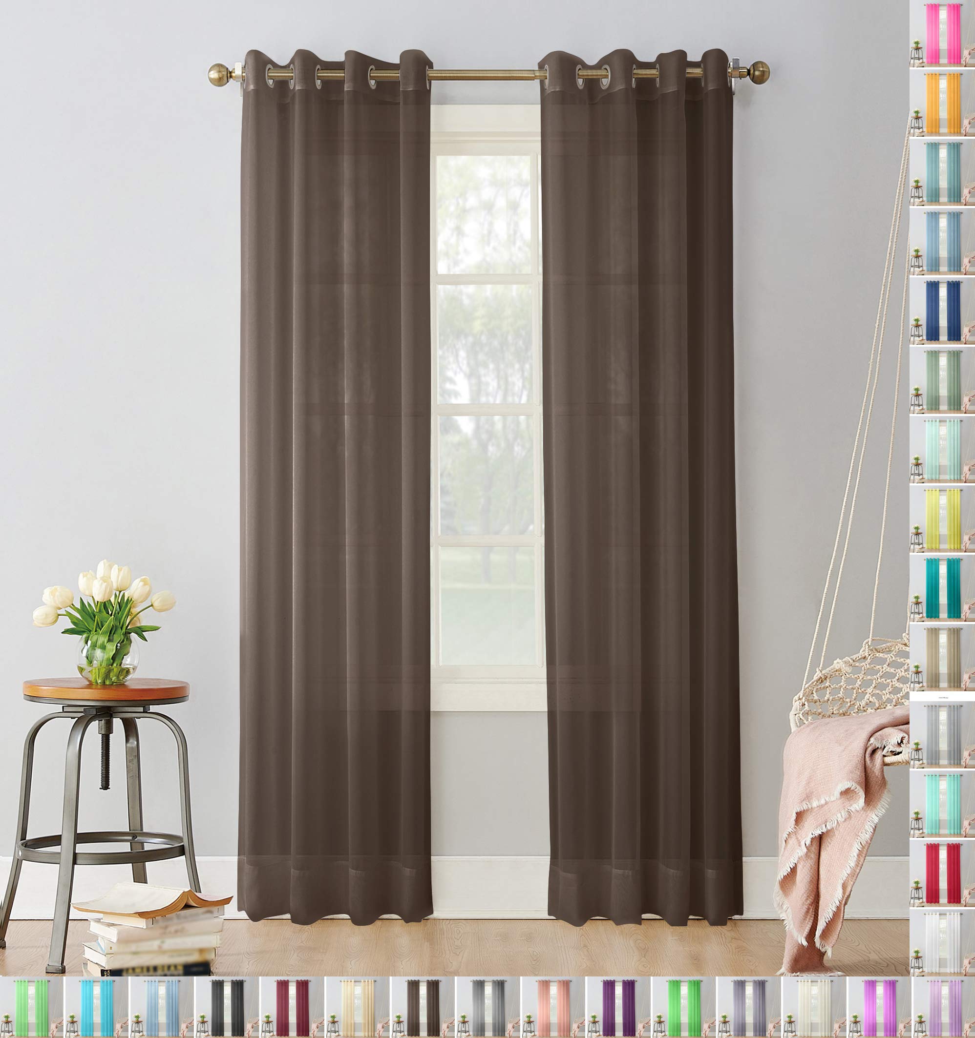Megachest Dark Brown Pair Of Sheer Voile Ring Top (, 56" Widex54 Drop(W142cmxh137cm))