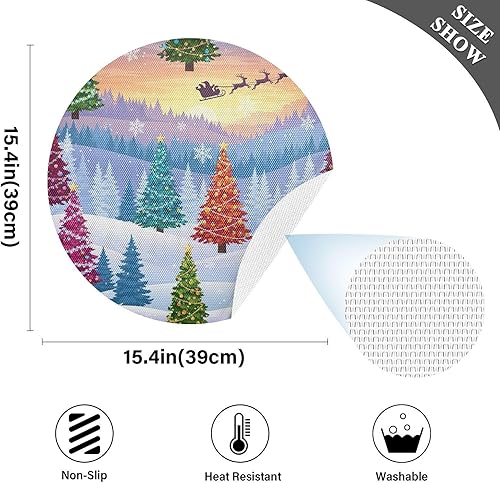 Miniatura 4 de Christmas Trees Round Placemat, Non Slip Washable Placemats for Dining Table for Kitchen Table one sizex1