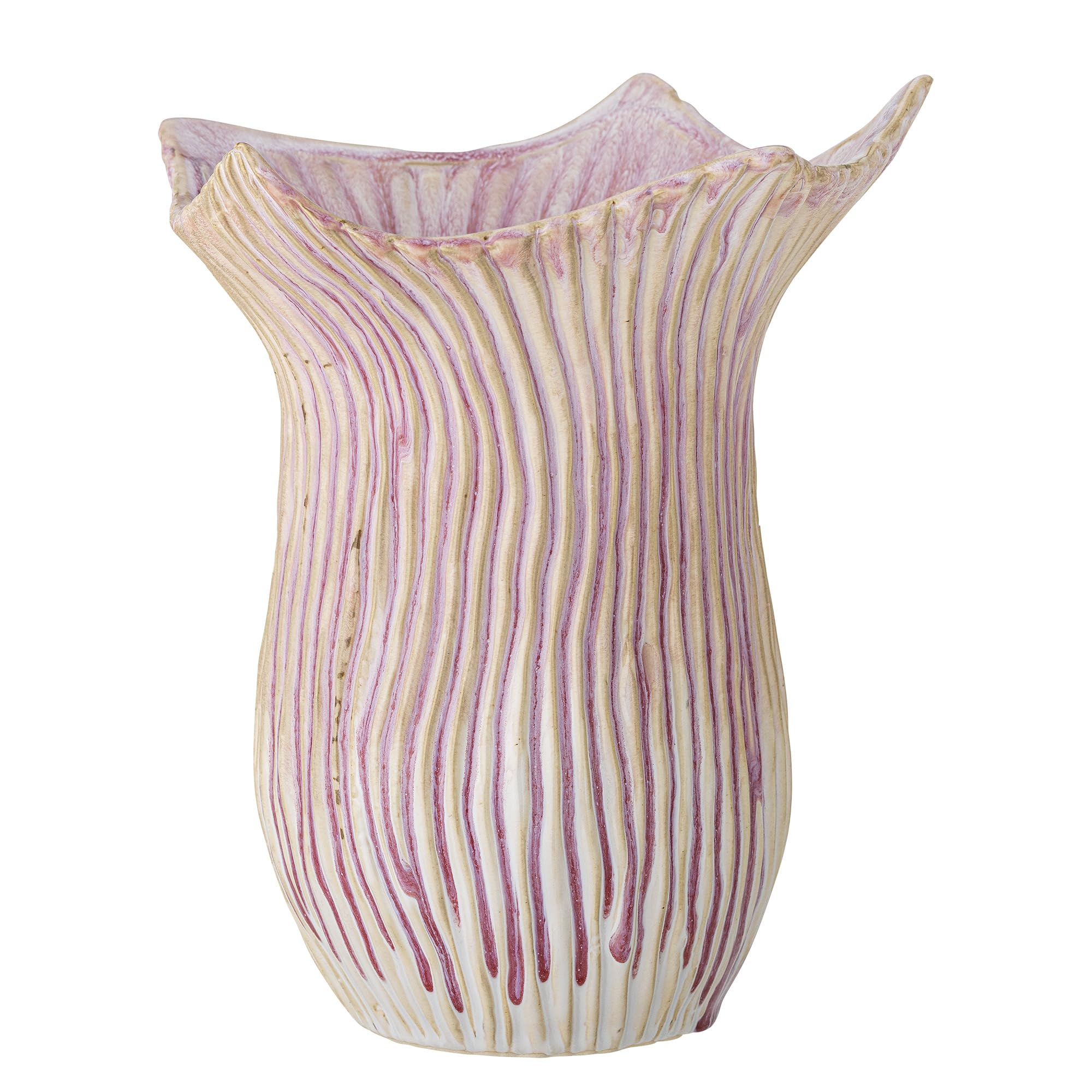 Grand vase floral en faïence rose 29 cm pour stabiliser de grands bouquets