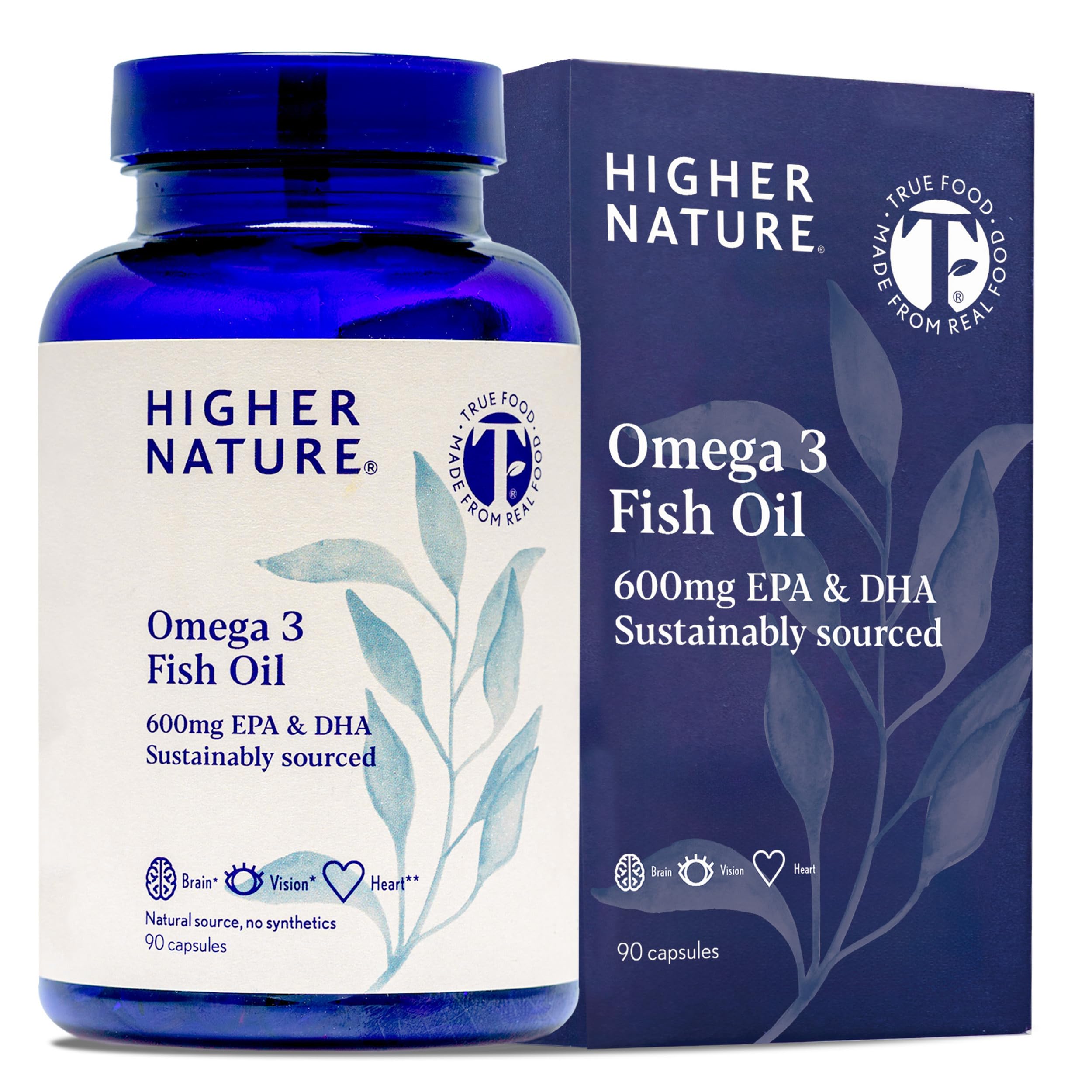 Omega 3 1000mg Fish Oil Capsules - Eye Health & Brain - 180mg EPA - 120mg DHA - 90 Capsules
