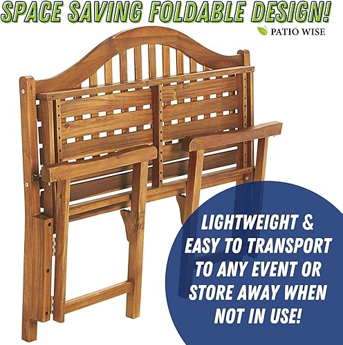 Miniatura 6 de Patio Wise Banco de jardín plegable personalizado de madera de acacia, porche de madera para interiores y exteriores, asiento de patio y parque,
