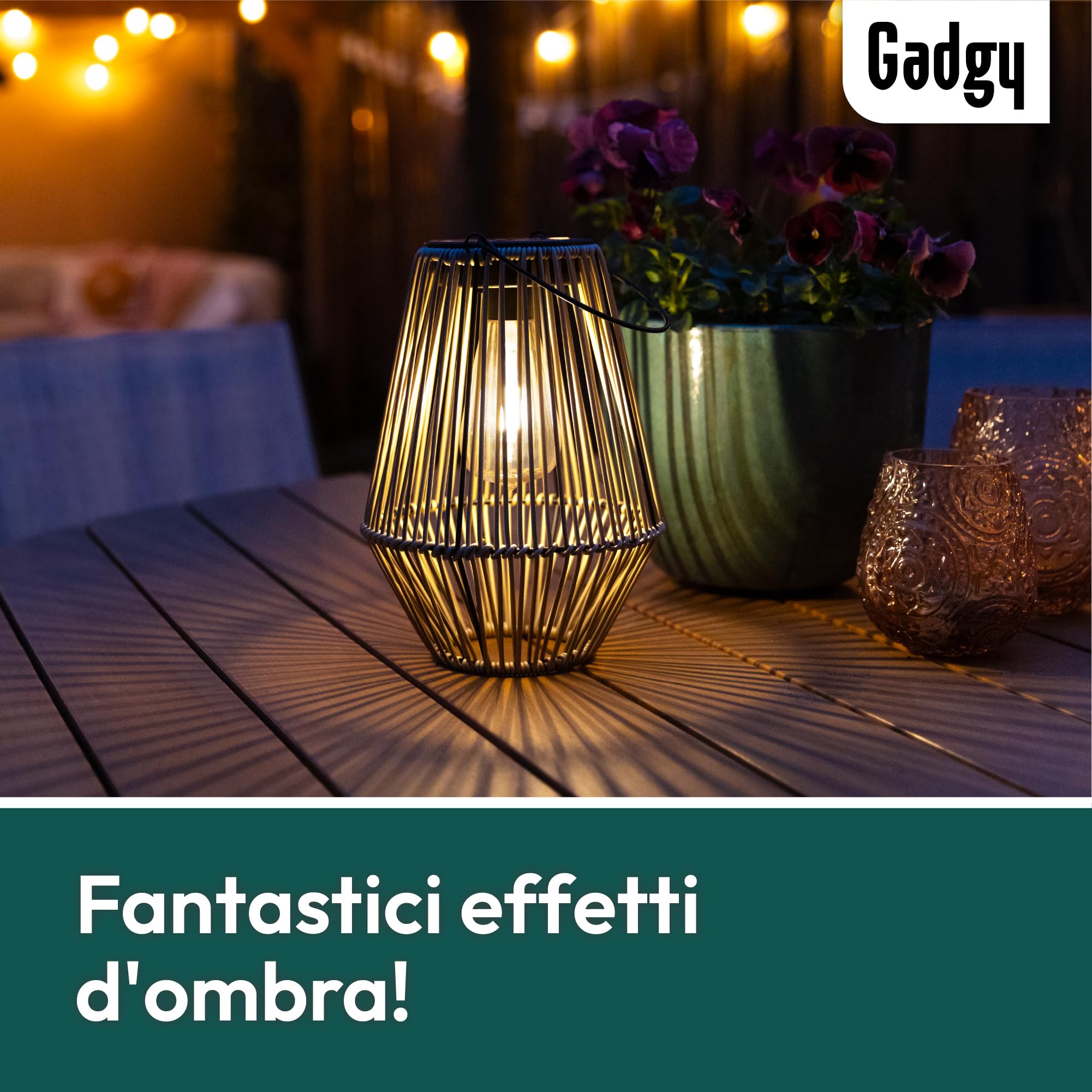 Gadgy Lampada Solare da Giardino con Effetto Rattan – Lanterna Solare per Esterni Impermeabile – Luce Decorativa a LED per Giardino, Balcone o Tavolo – Ricaricabile ed Ecologica