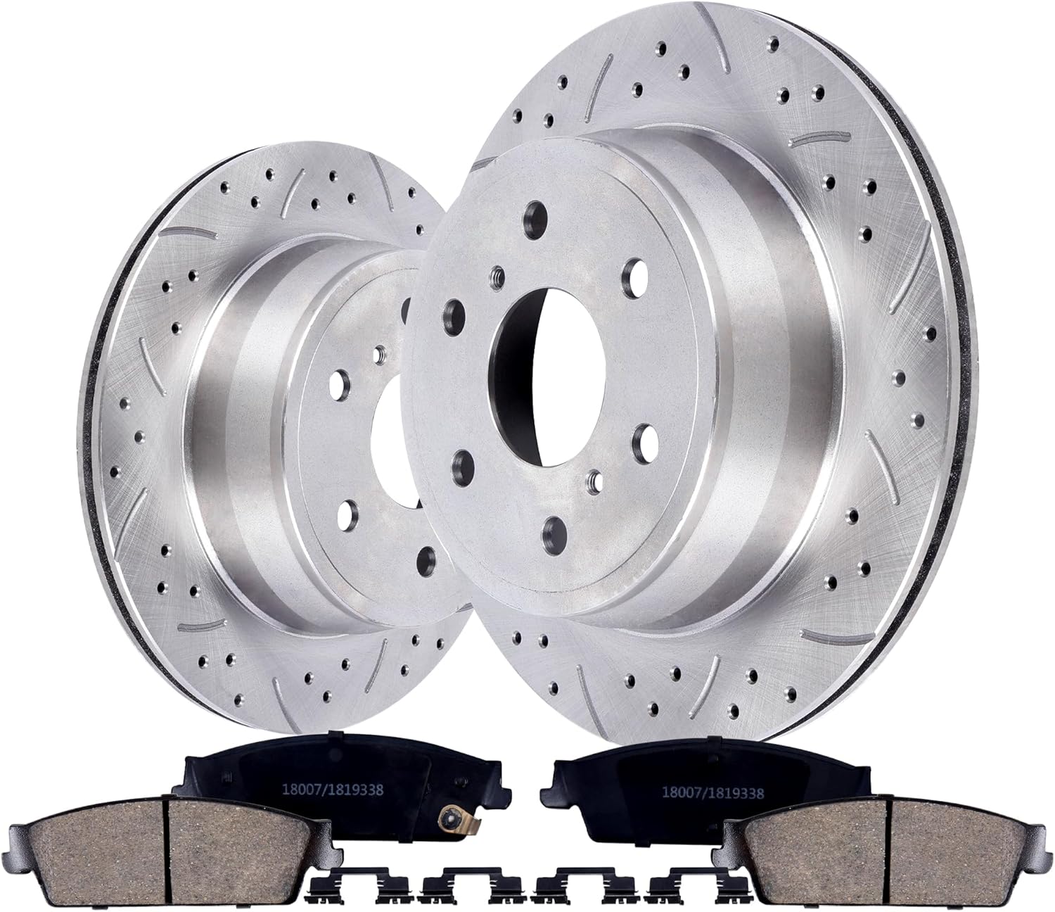 Rear Brake Pads And Rotors Kit Compatible With Chevrolet Avalanche 2007-2013,For Silverado/Suburban/Tahoe 1500 2007-2013,For Gmc Sierra/Yukon/1500 2007-2013,For Cadillac Escalade 2007-2014