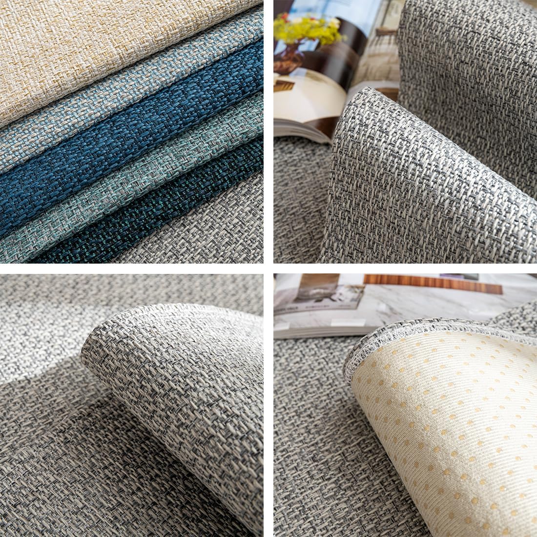 vctops Rustic Linen Textured Couch Sofa Cover Solid Color Non Slip Sectional Couch Covers Soft Sofa Slipcover for Dogs, Children, Pets Furniture Protector (Grey,43"x43")