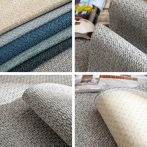 Miniatura 6 de vctops Funda de sofá con textura de lino rústico, color liso, antideslizante, funda de sofá suave para perros, niños y mascotas, protector de