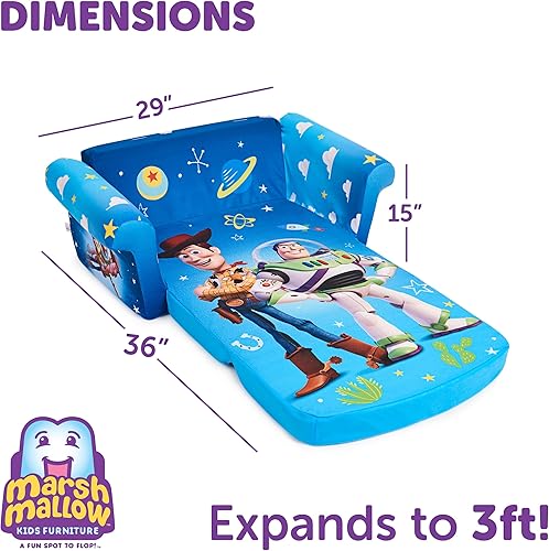 Miniatura 87 de Marshmallow Muebles, Niños 2-en-1 Flip Open Foam Comprimido Sofá, Disney La Sirenita