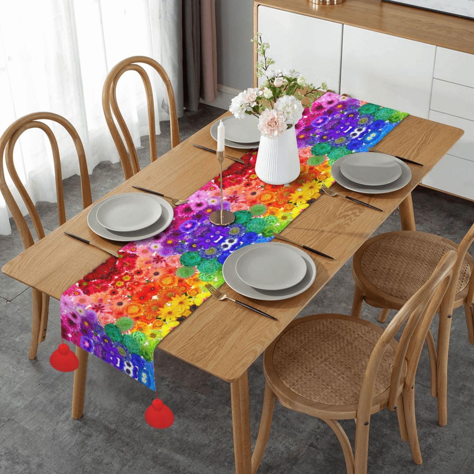 Macramé pour vacances et mariage : chemin de table anti-plis fait main