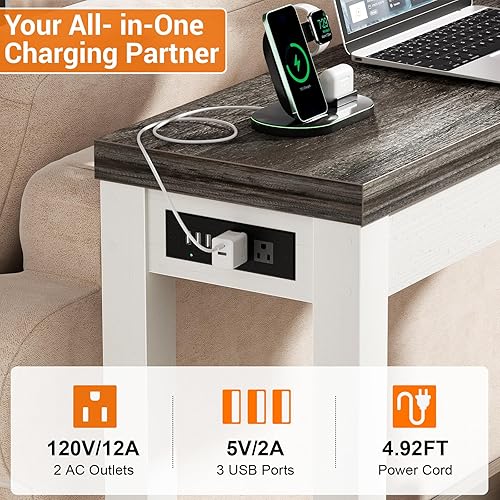 Miniatura 6 de Cyclysio Mesas de consola de 47 pulgadas para entrada, mesas de consola estrechas para sala de estar, mesa detrás del sofá, mesa de pasillo de Gris