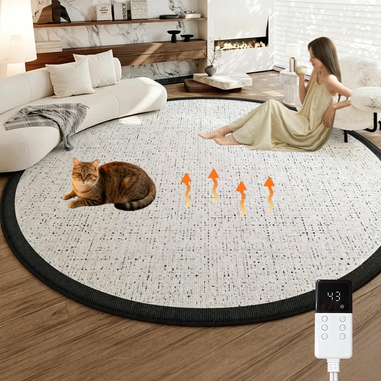 Alfombra eléctrica calefactora, calefactor radiante de doble capa, 60 niveles de ajuste, alfombrilla calefactora impermeable, ideal para sala de estar, dormitorio y sala(Style 4,70.8in)