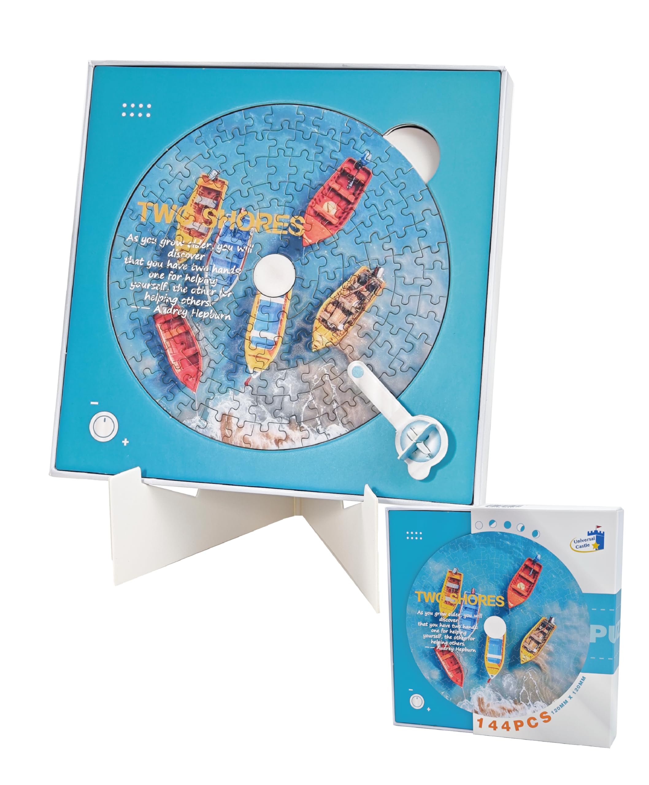 Small Jigsaw Puzzles for Adults 144 Pieces CD-Sized Mini puzzle with Display Stand, 1-Hour Relaxing