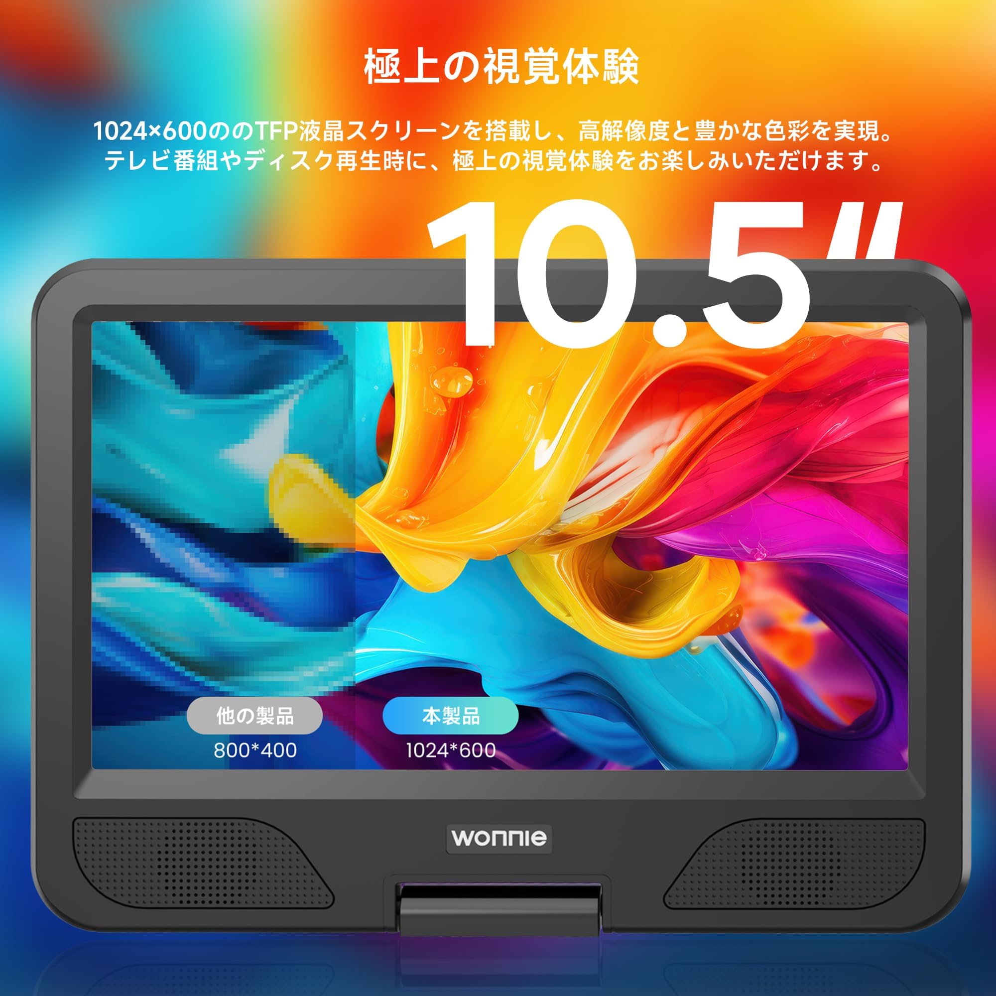 Amazon.co.jp: WONNIE ポータブルDVDプレーヤー搭載 10.5型 地デジ 3