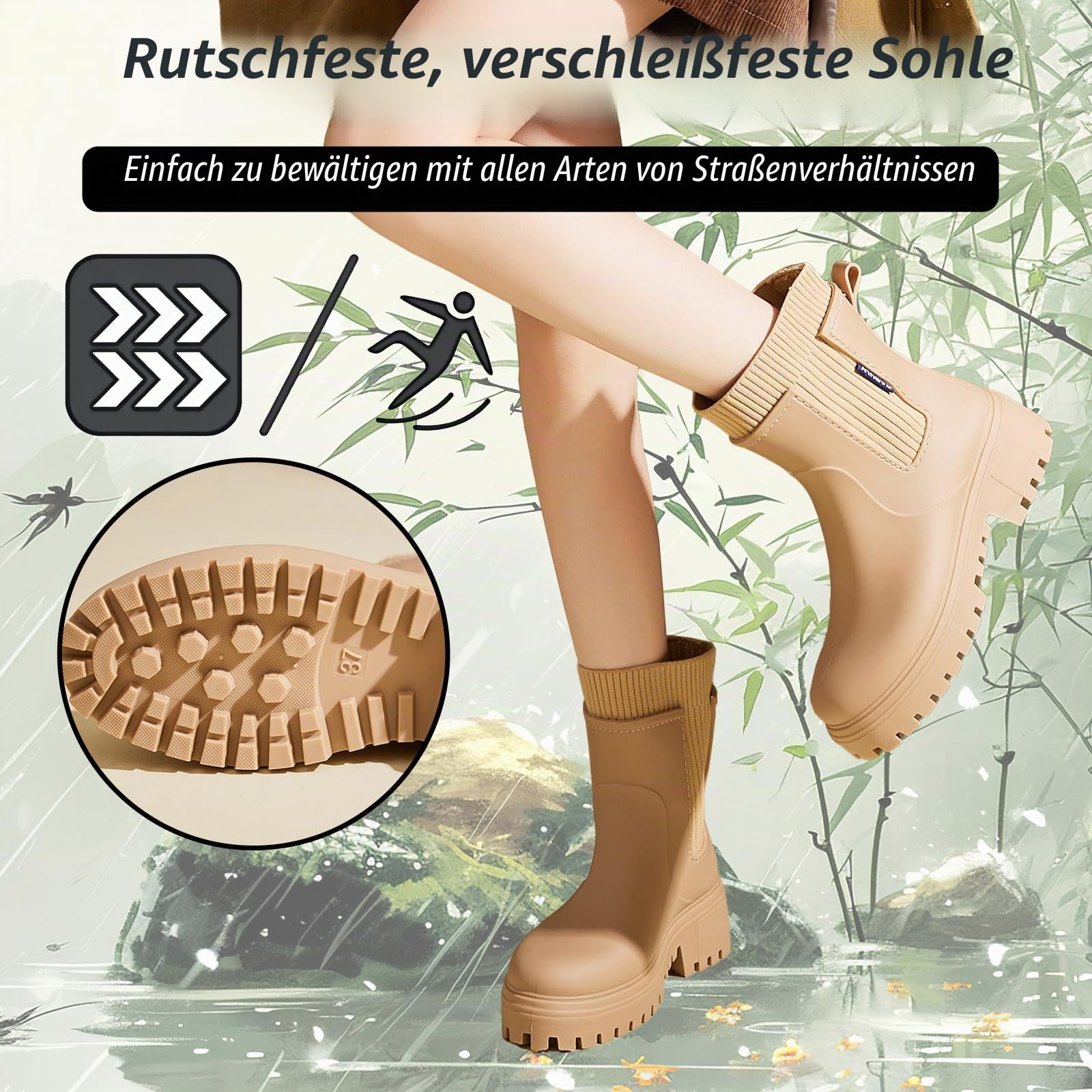 AONETIGER Gummistiefel Damen Regenschuhe Halbhoch Wasserdicht 36-41 EU