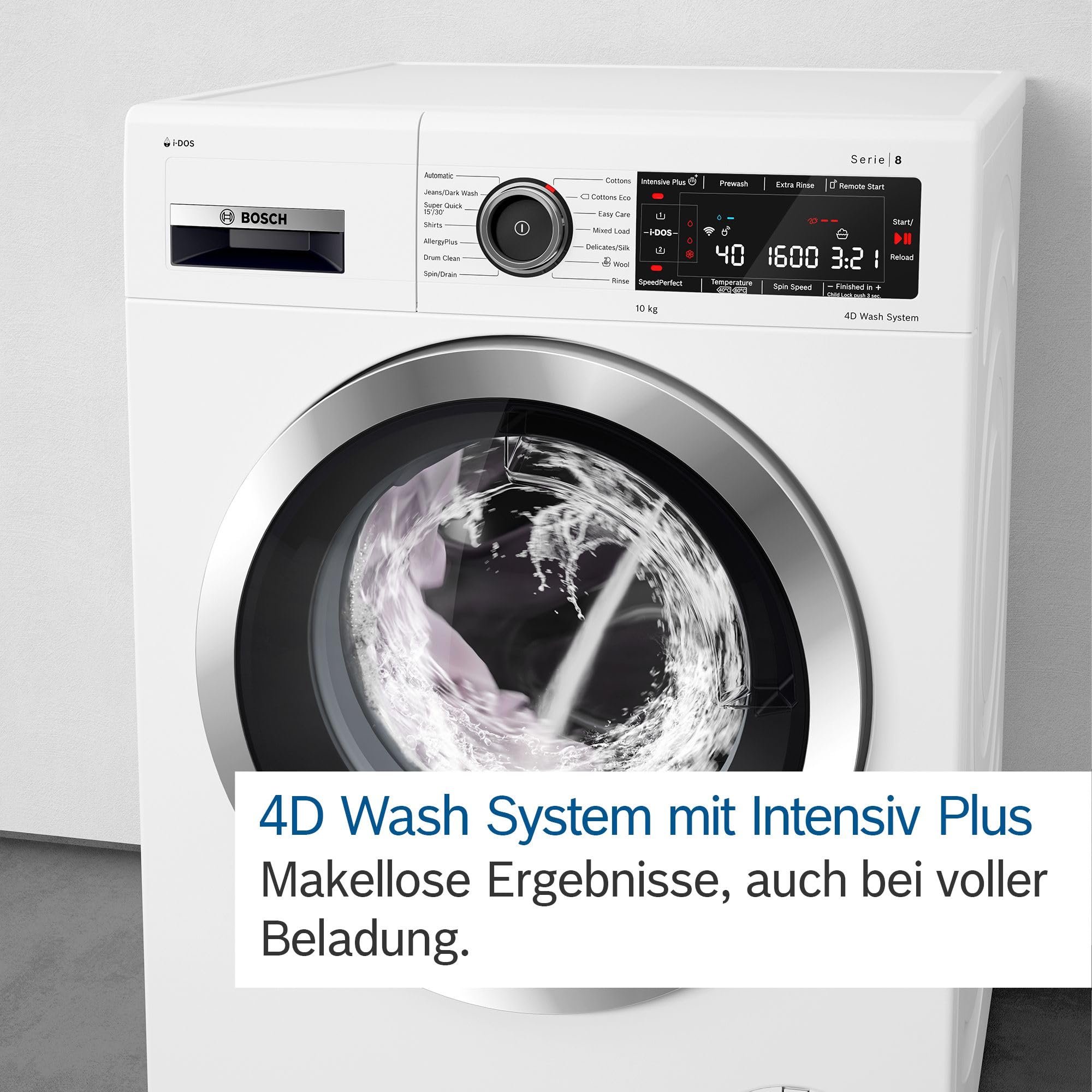 Bosch WGB244071, Stiftung Warentest Testsieger*, Serie 8, Smarte Waschmaschine 9 kg, Made in Germany, Fleckenautomaik, Iron Assist reduziert Knitterfalten, Mini Load für Einzelteile, Speed Perfect