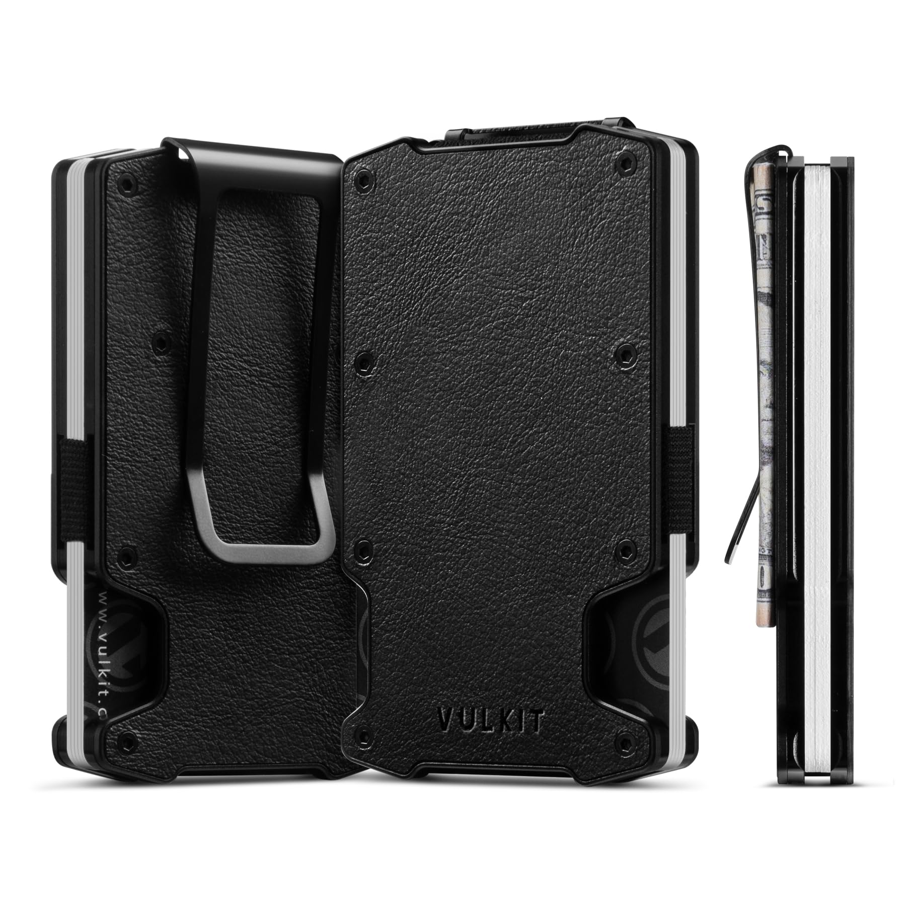 VULKIT Wallet for Men Slim Wallet with Money Clip, RFID Blocking Metal Wallet, Card Holder Mens for 15+ Cards