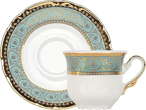 STPGoods - Juego de tazas y platillos de té, 7.8 onzas, juego de tazas de café y platillos bohemios, lujosas tazas de té y platillos vintage con