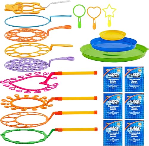 Miniatura 9 de JOYIN Juego de varitas de burbujas grandes con bandeja, varitas de burbujas gigantes de 21 pulgadas a granel para niños, verano, período de juego al