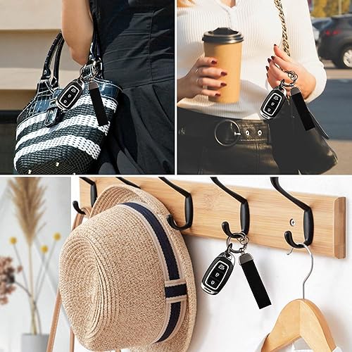 Miniatura 6 de Fehlot Llavero de gamuza para automóvil, con anillo en D antipérdida, dos llaveros y destornillador que gira 360 grados, soporte para llaves de