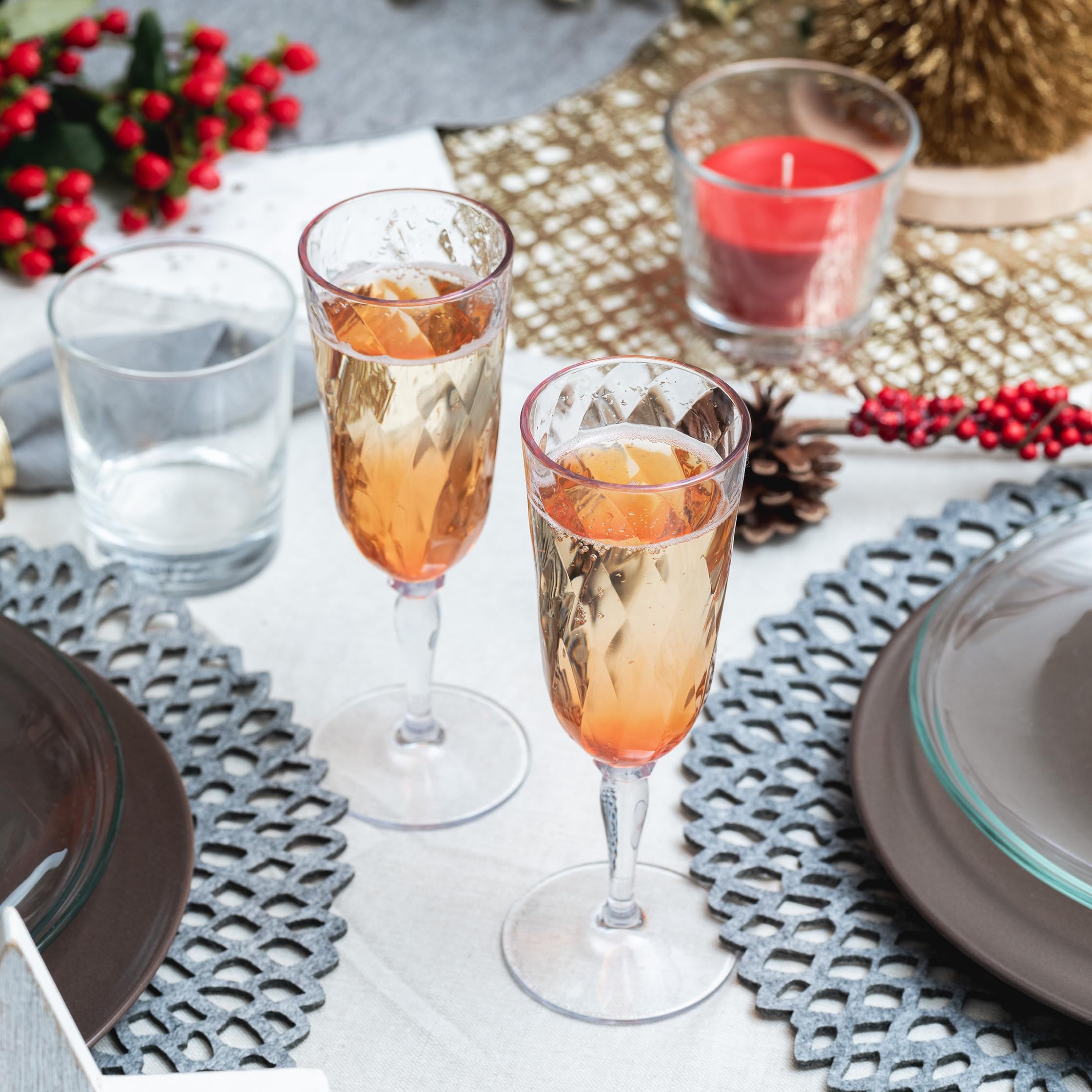 Omada Design 4 Bicchieri Champagne in acrilico, Flutes per uso all'aperto, Lavabili in Lavastoviglie, Made in Italy, Linea Diamond, Turchese
