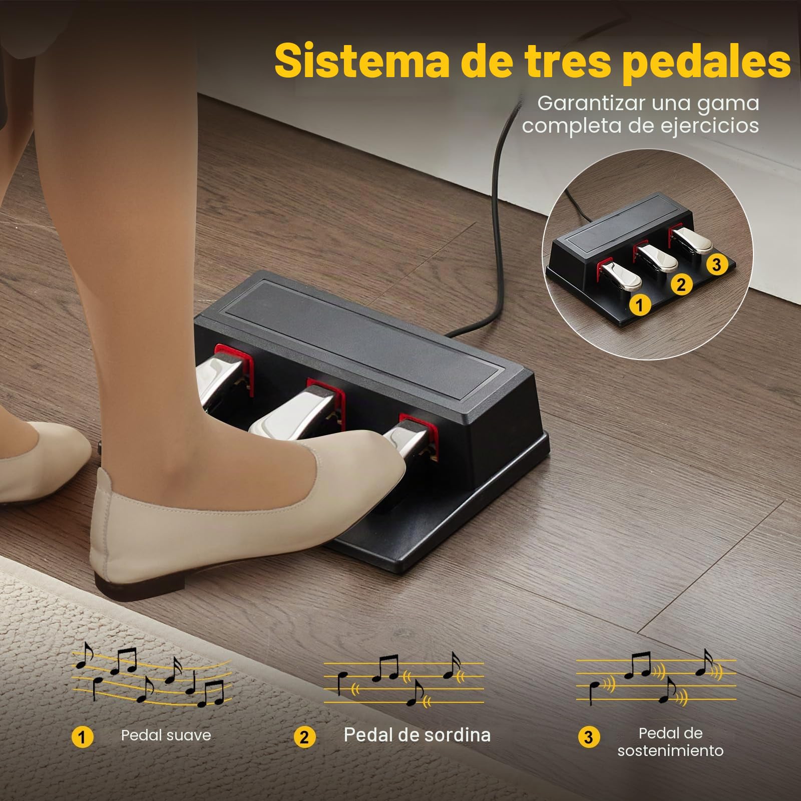 MUSTAR Piano Digital de 88 teclas con banco, teclado piano tamaño completo con 3 pedales, piano eléctrico portátil, piano digital para el hogar con MIDI-USB y soporte, negro