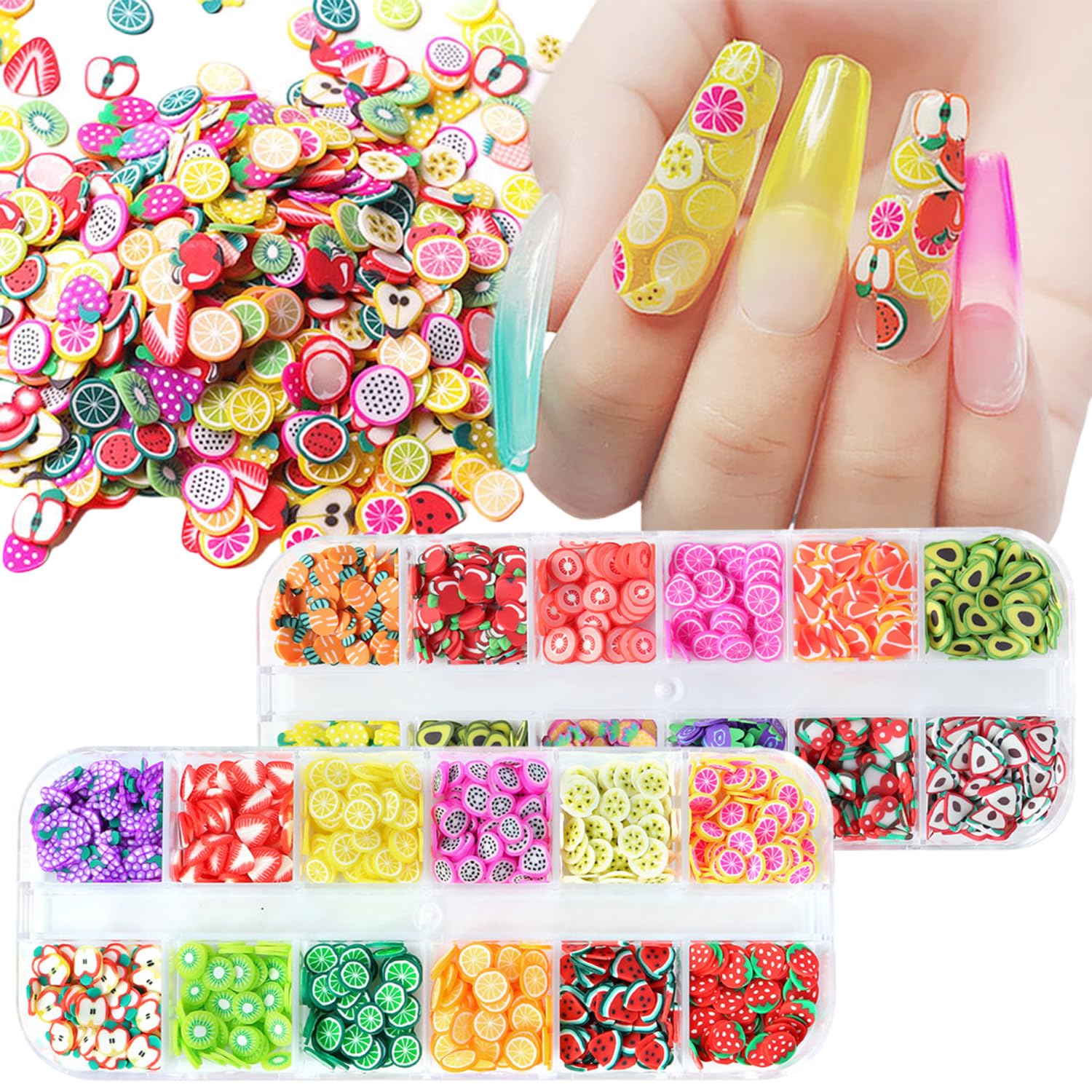 2Pcs Nail art des fruits, Nail Nail Art Decorations Flakes Flakes Accessoires Nail Slice Nice Designs Accessoires de manucure de fille
