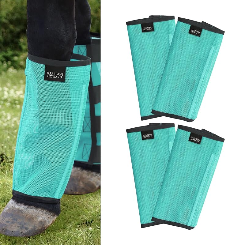 Botas contra moscas para cavalos Harrison Howard, tela ventilada com proteção UV, Mint Mini, conjunto com 4