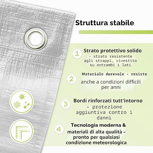 Bâche de protection textile haut de gamme, 260 g/m², disponible dans 23 dimensions, couleur : vert ou blanc au choix Bâche de protection - Housse pour bateau - Bâche pour bois. - 2