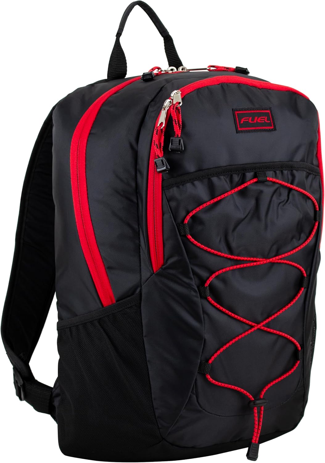 FUEL Sport Backpack w/Multiple Compartments & Bungee Great for Sports, Travel, Leisure, Classroom, Outdoors, Hiking - Red